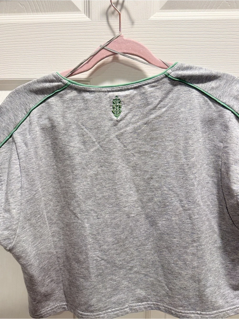 NWT FP Movement Free People Gray Green Trim Pleated Skirt Set Medium